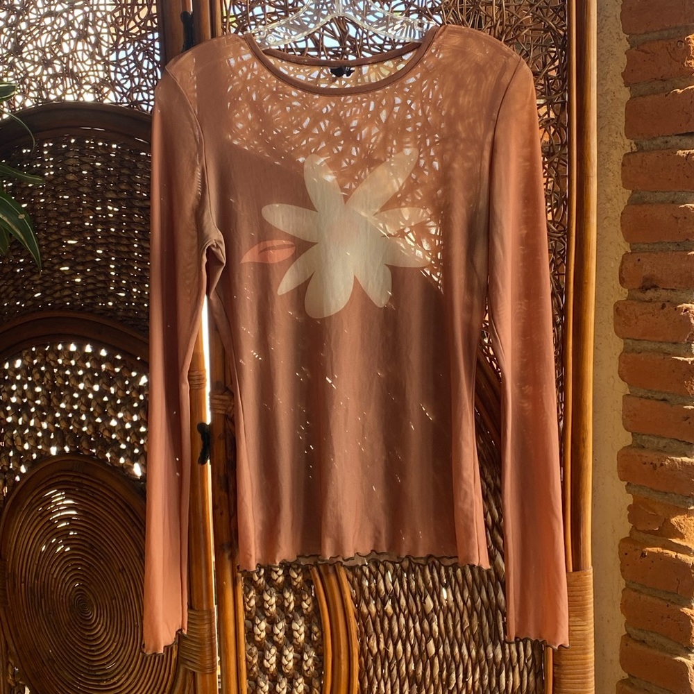 Urban Outfitters Boho Floral Sheer Long Sleeve Top